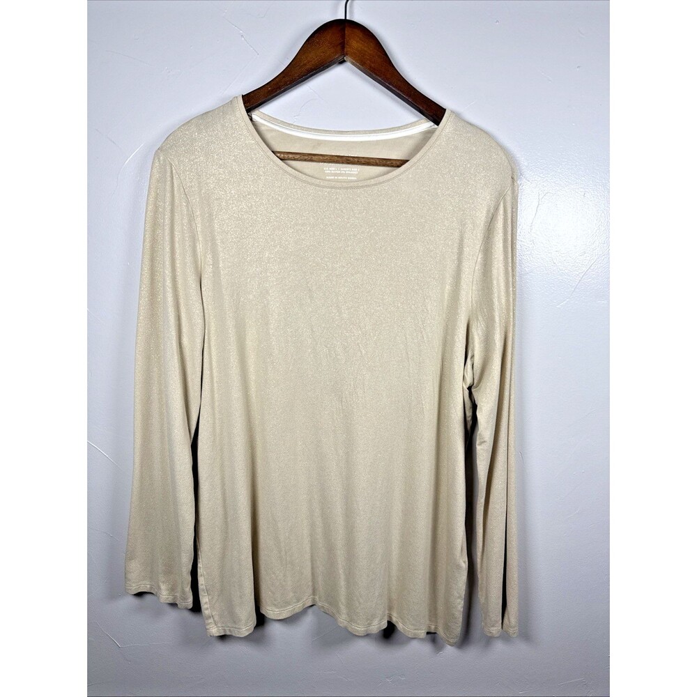 Chico's The Ultimate Tee Women's Size Large or Chico's Size 2 Gold Shimmer